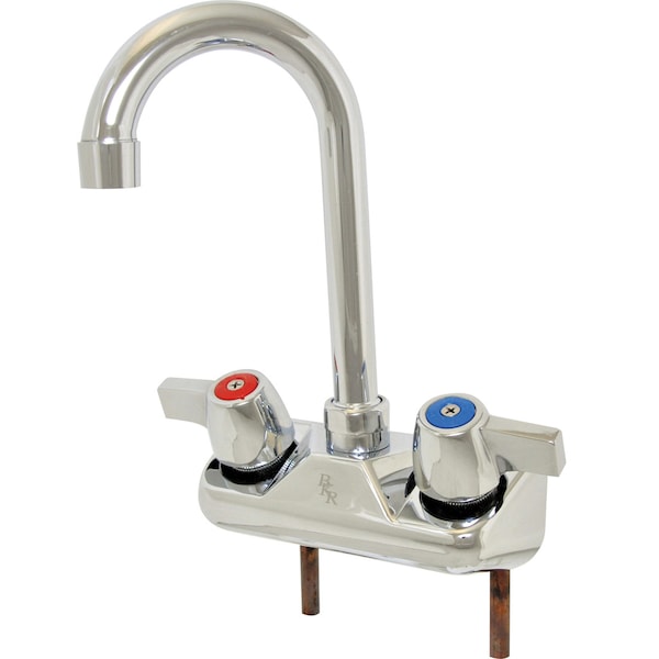 Bk Resources 4" O.C.WorkForce Shallow Splash Mount Faucet W/8" Gooseneck Spout BKF-W2-8G-G - main